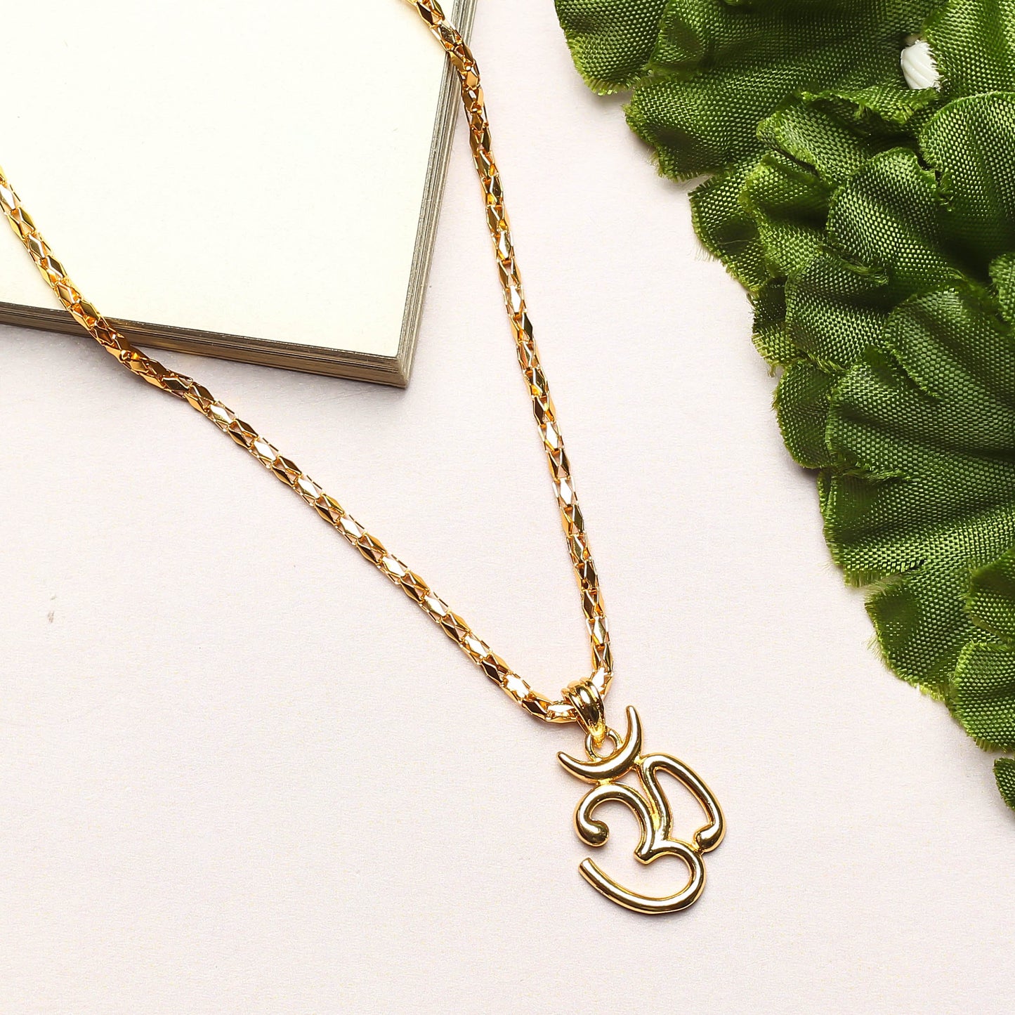 Om Design 2 Gold plated Locket and Chain set
