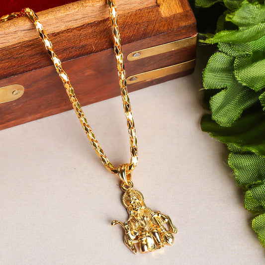 Hanuman ji Design 2 Gold plated Locket and Chain set