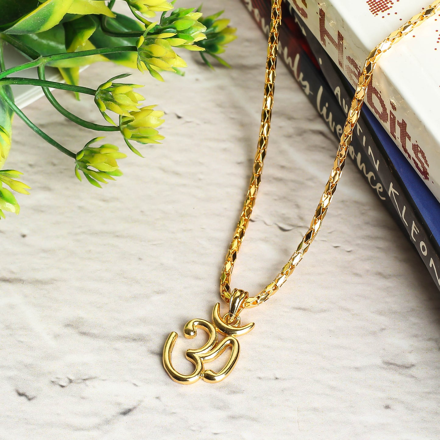 Om Design 2 Gold plated Locket and Chain set