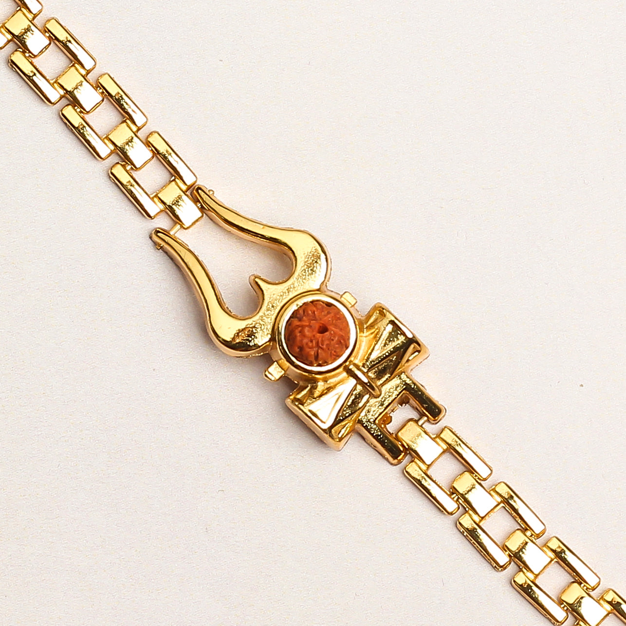 Golden Plated Om Rudraksha Damroo Spiritual Bracelet
