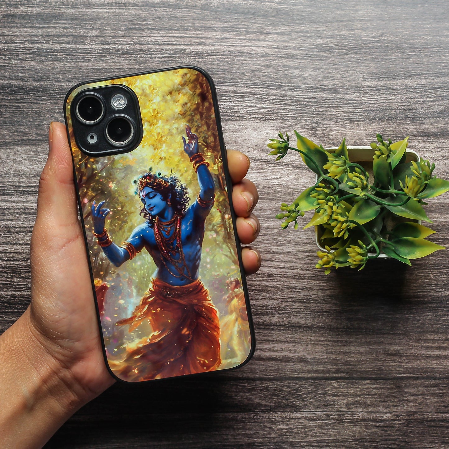 Krishna ji 3rd Designer Metal Back cover for Apple Iphone 15