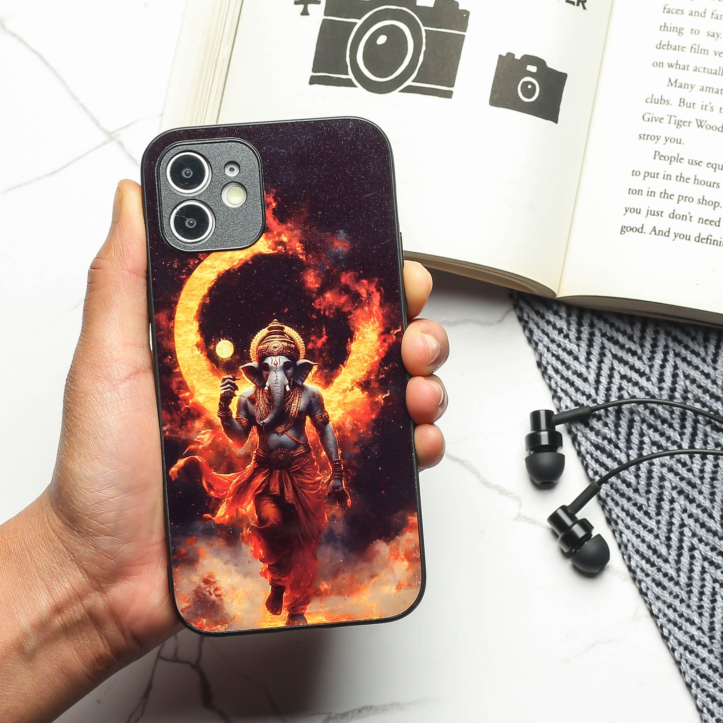 Ganesh ji 3rd Designer Metal Back cover for Apple Iphone 12