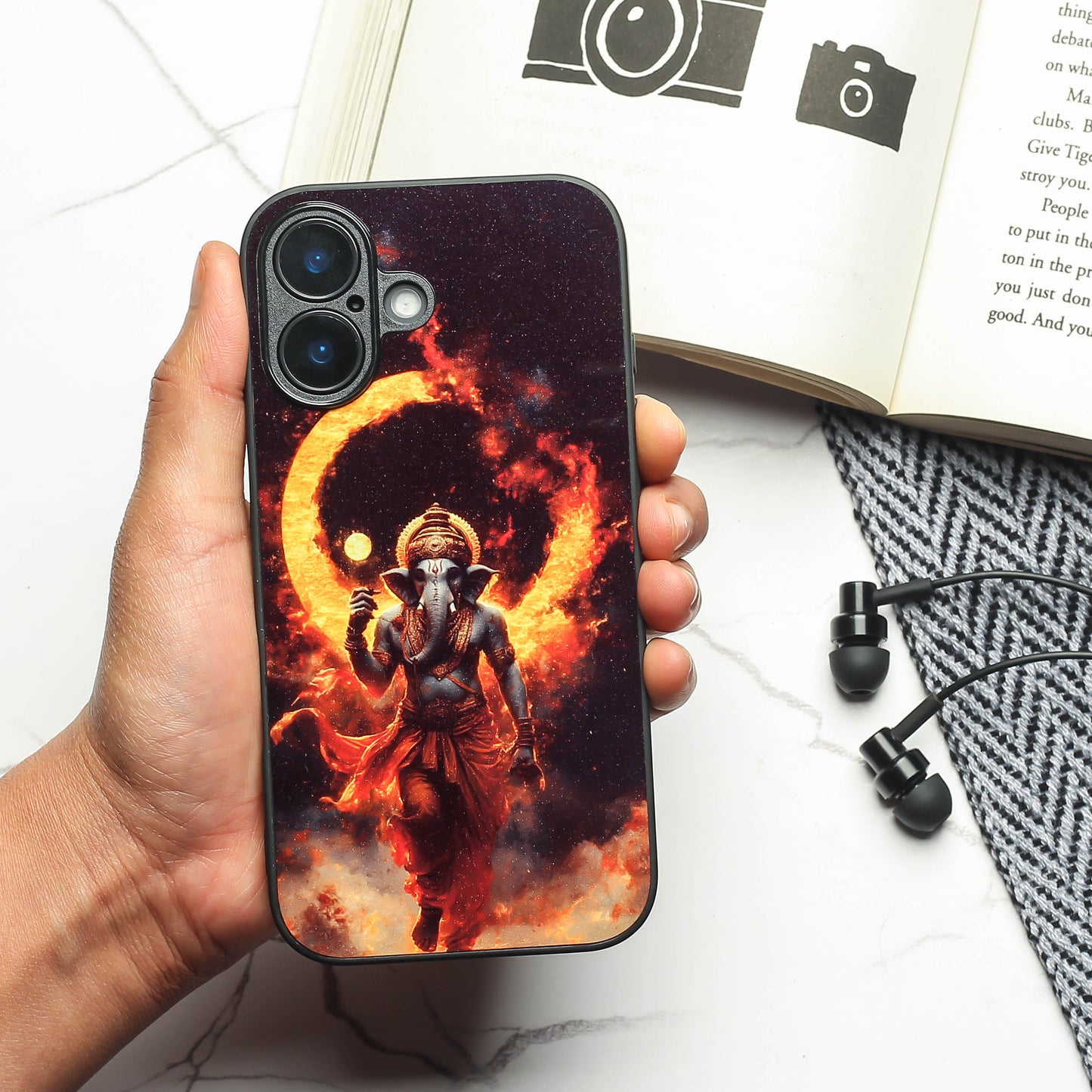 Ganesh ji 3rd Designer Metal Back cover for Apple Iphone 16