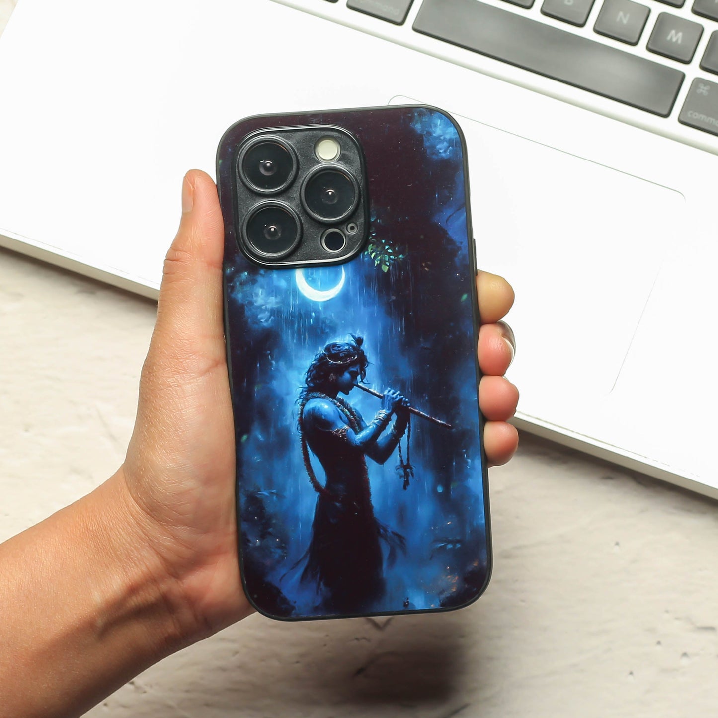 Krishna ji 2nd Designer Metal Back cover for Apple Iphone 14 Pro