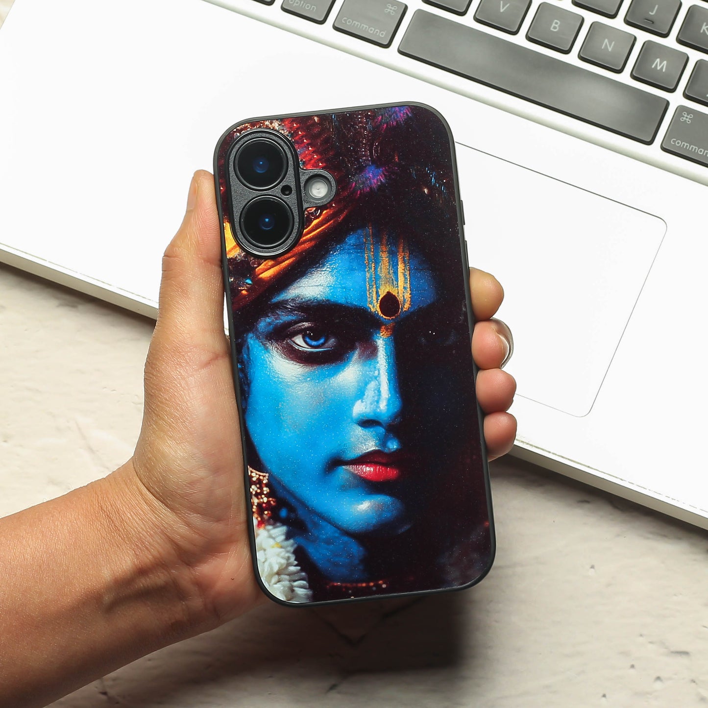 Krishna ji 1st Designer Metal Back cover for Apple Iphone 16
