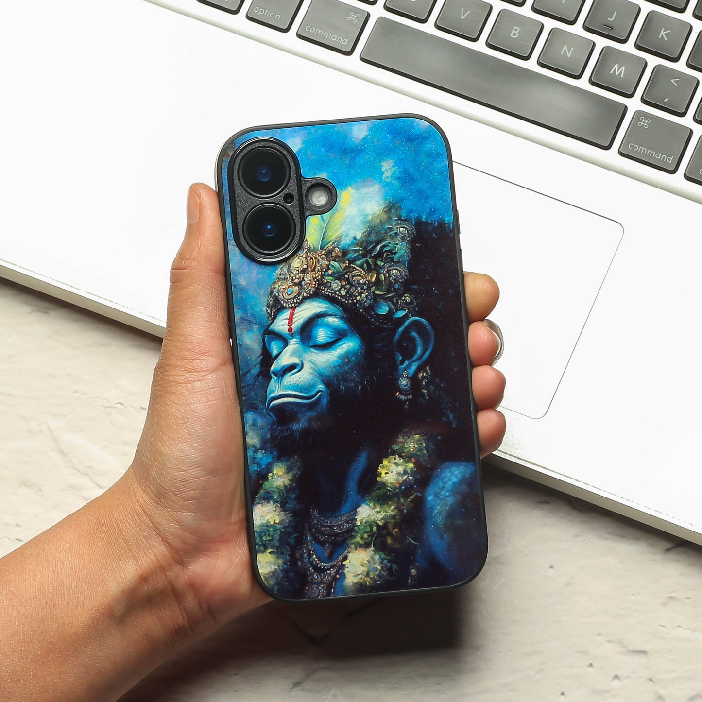 Hanuman ji 2nd Designer Metal Back cover for Apple Iphone 16 Plus