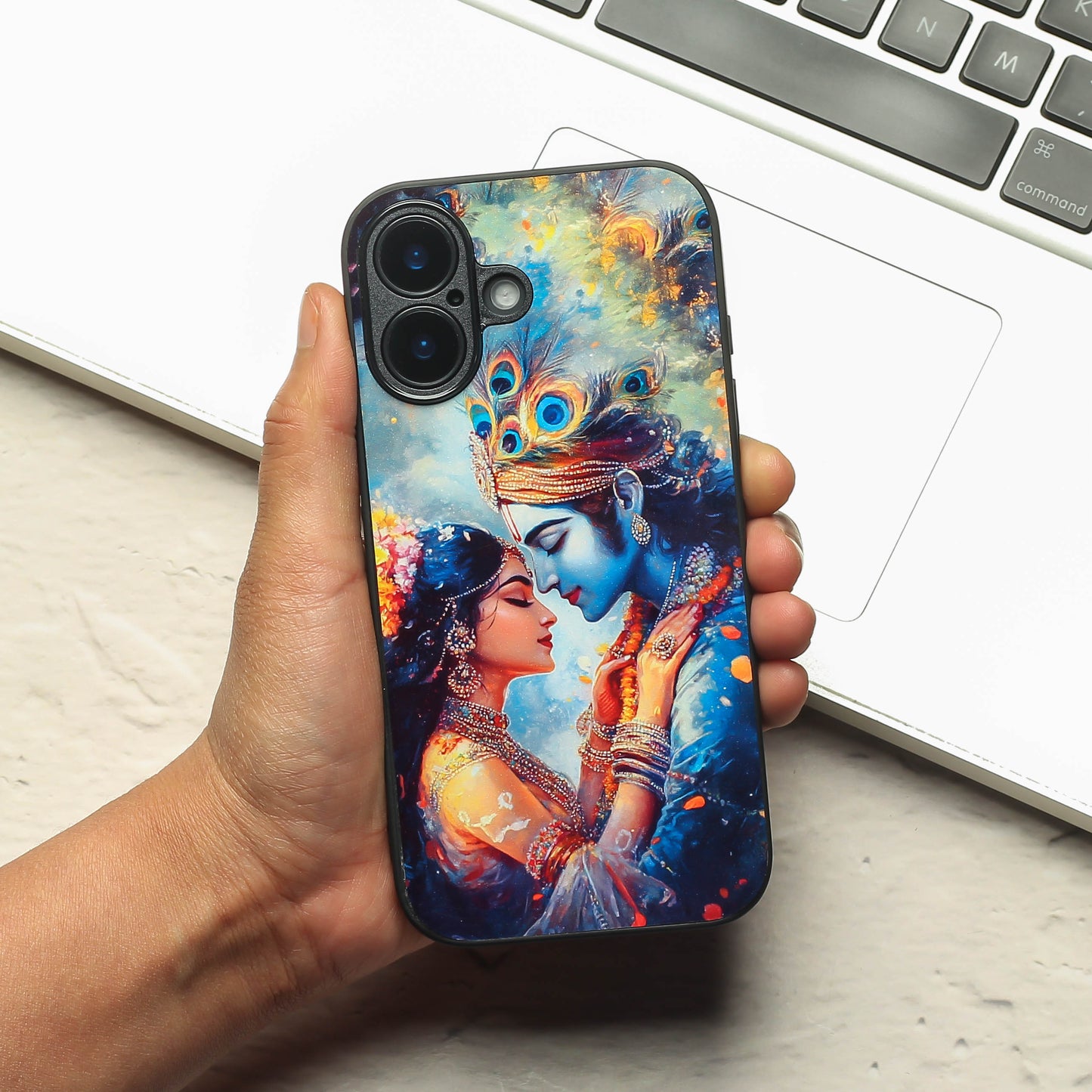 Radha Krishna Designer Metal Back cover for Apple Iphone 16