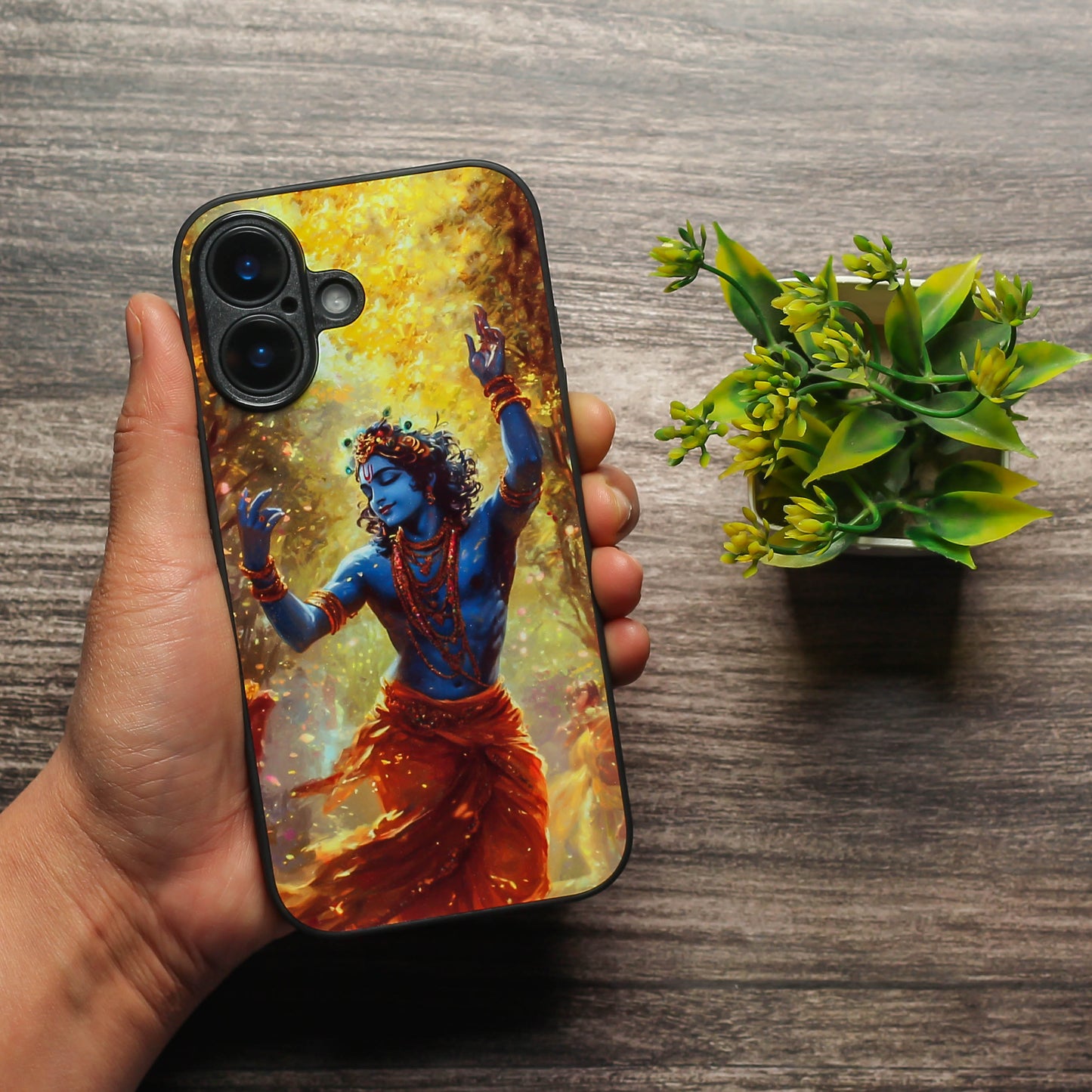 Krishna ji 3rd Designer Metal Back cover for Apple Iphone 16 Plus