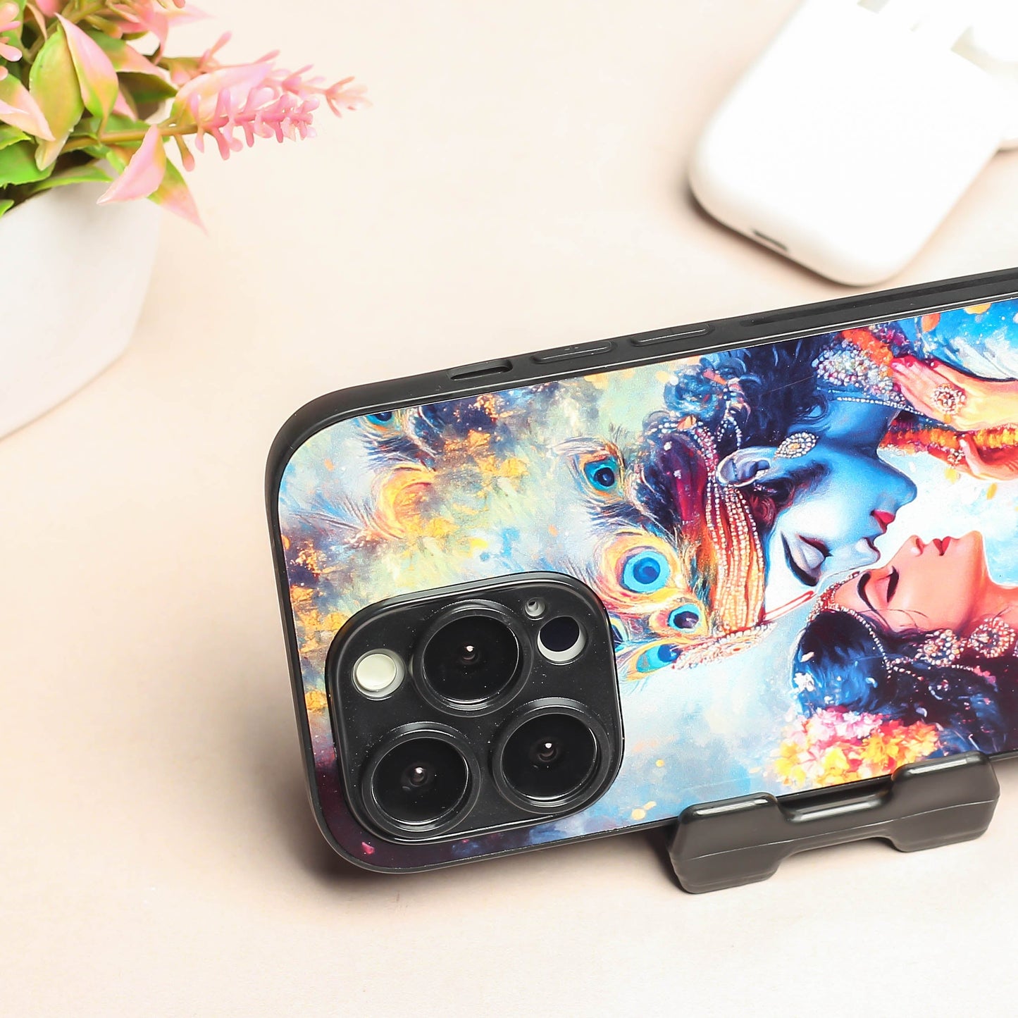 Radha Krishna Designer Metal Back cover for Apple Iphone 14 Pro