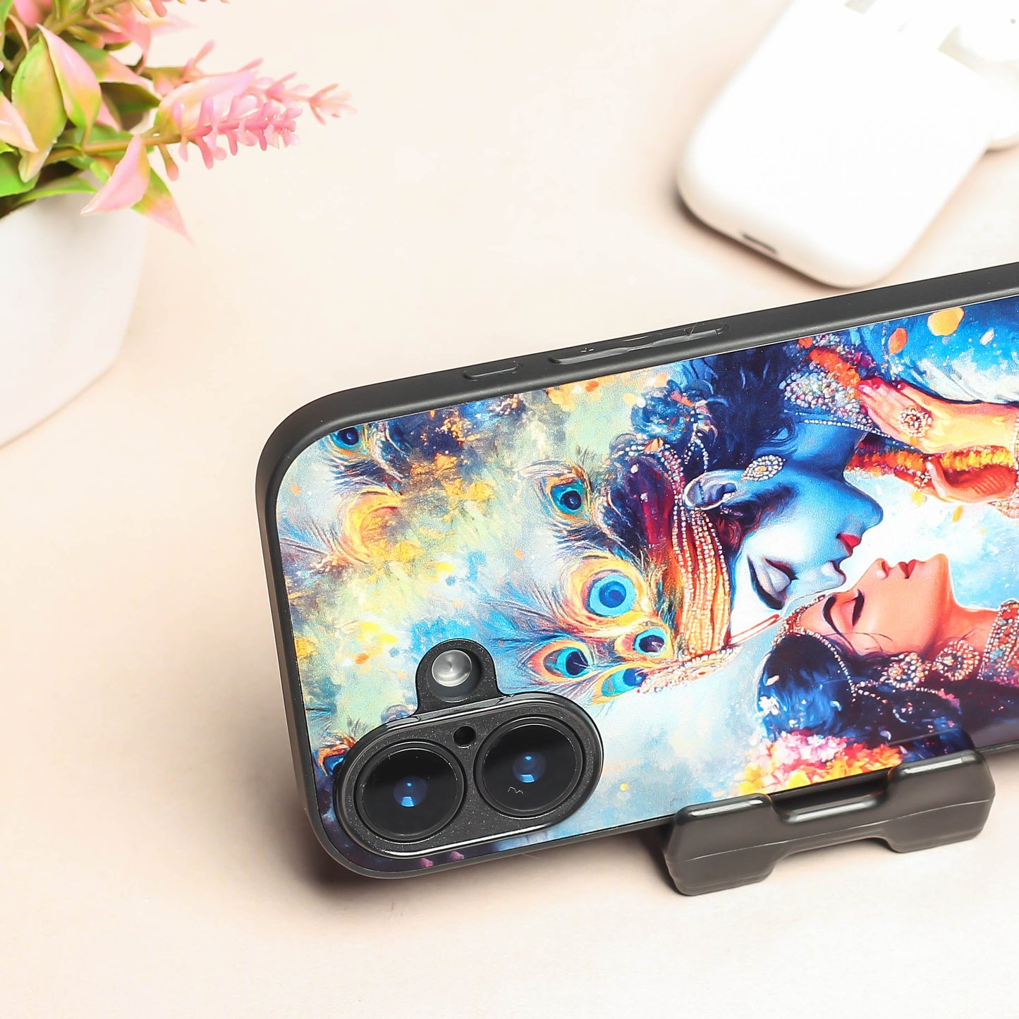 Radha Krishna Designer Metal Back cover for Apple Iphone 16 Plus