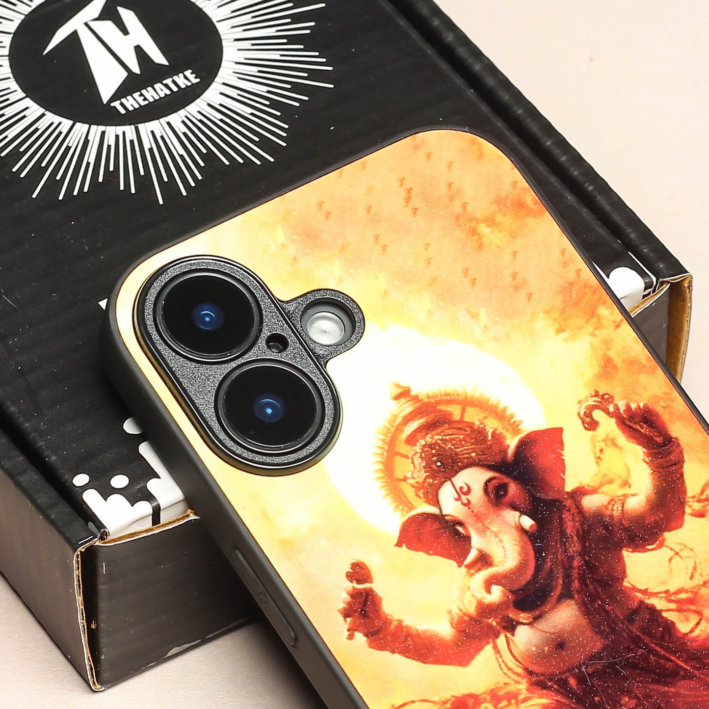 Ganesh ji 5th Designer Metal Back cover for Apple Iphone 16 Plus