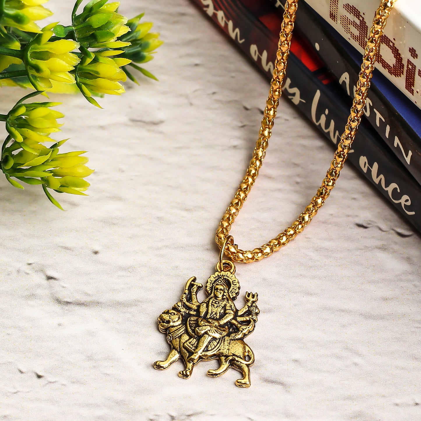 Sherawali Mata Gold plated Locket and Chain set