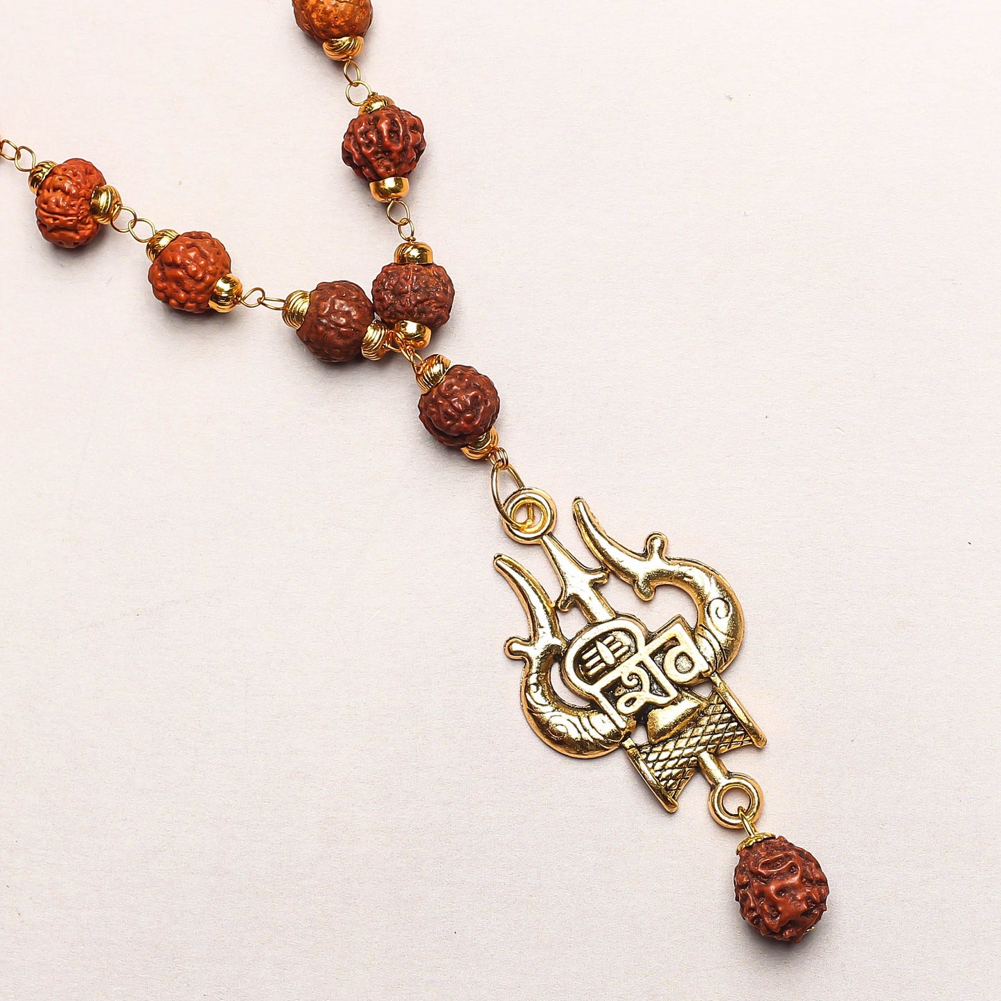 Golden Plated Shiv Trisul Rudraksha Necklace/Mala