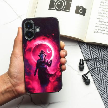Ganesh ji 4th Designer Metal Back cover for Apple Iphone 16 Plus