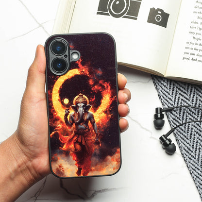 Ganesh ji 3rd Designer Metal Back cover for Apple Iphone 16 Plus