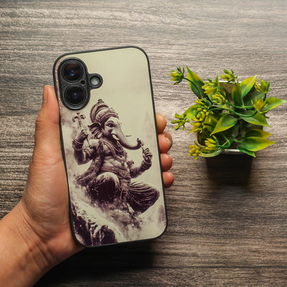Ganesh ji 6th Designer Metal Back cover for Apple Iphone 16 Plus