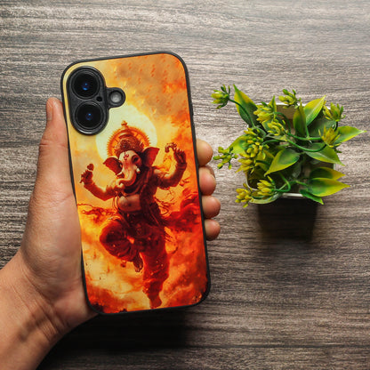 Ganesh ji 5th Designer Metal Back cover for Apple Iphone 16 Plus