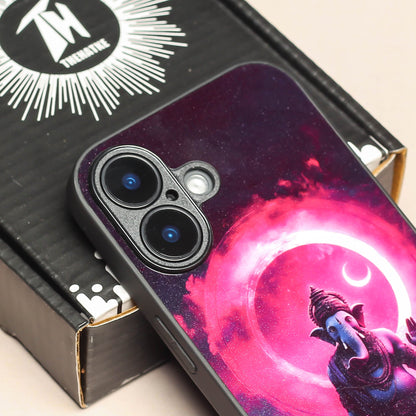 Ganesh ji 4th Designer Metal Back cover for Apple Iphone 16 Plus