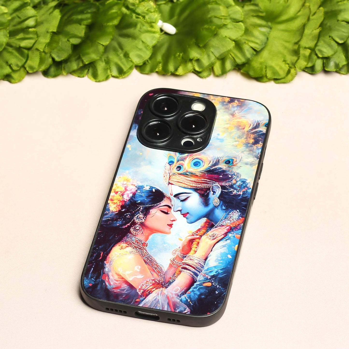 Radha Krishna Designer Metal Back cover for Apple Iphone 15 Pro