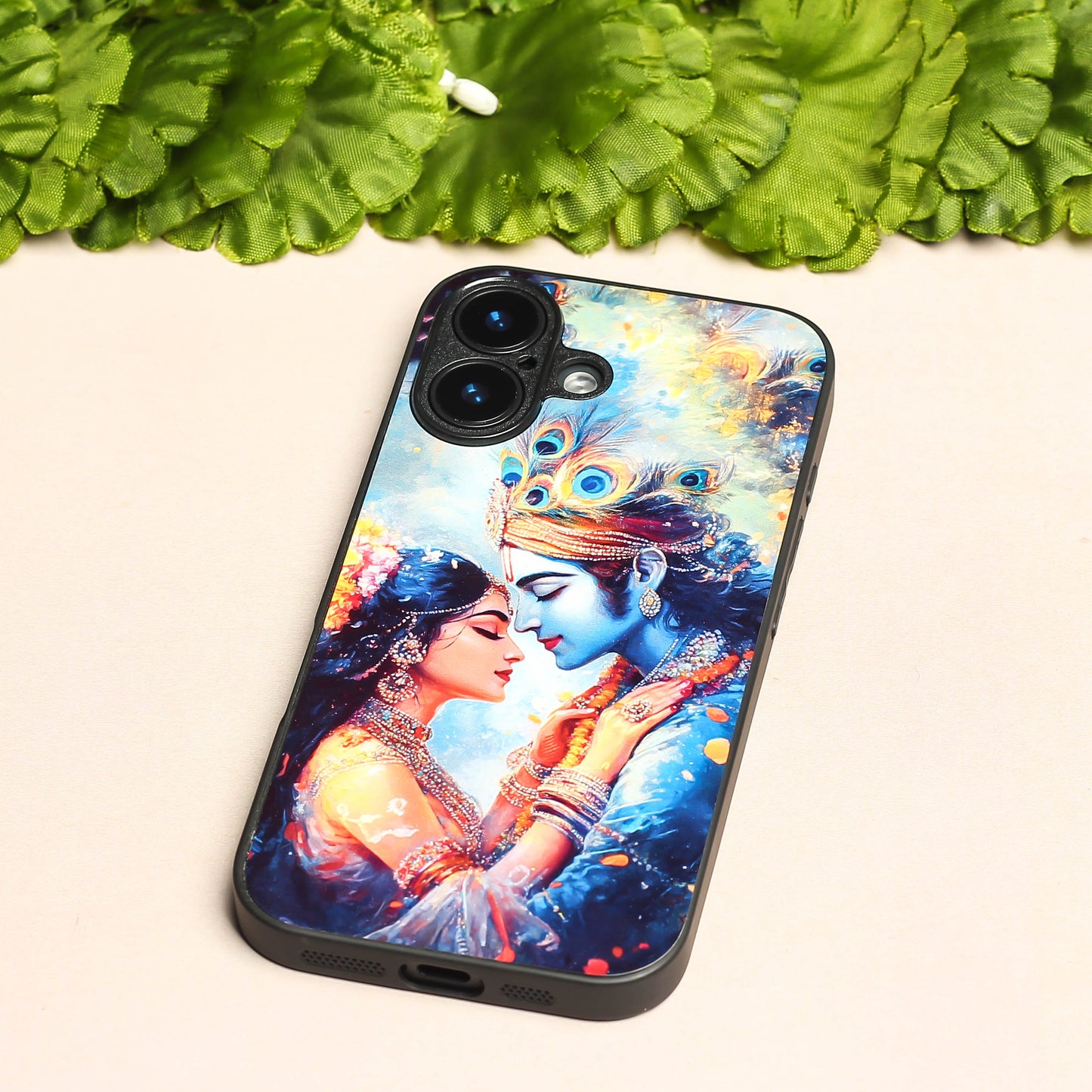 Radha Krishna Designer Metal Back cover for Apple Iphone 16