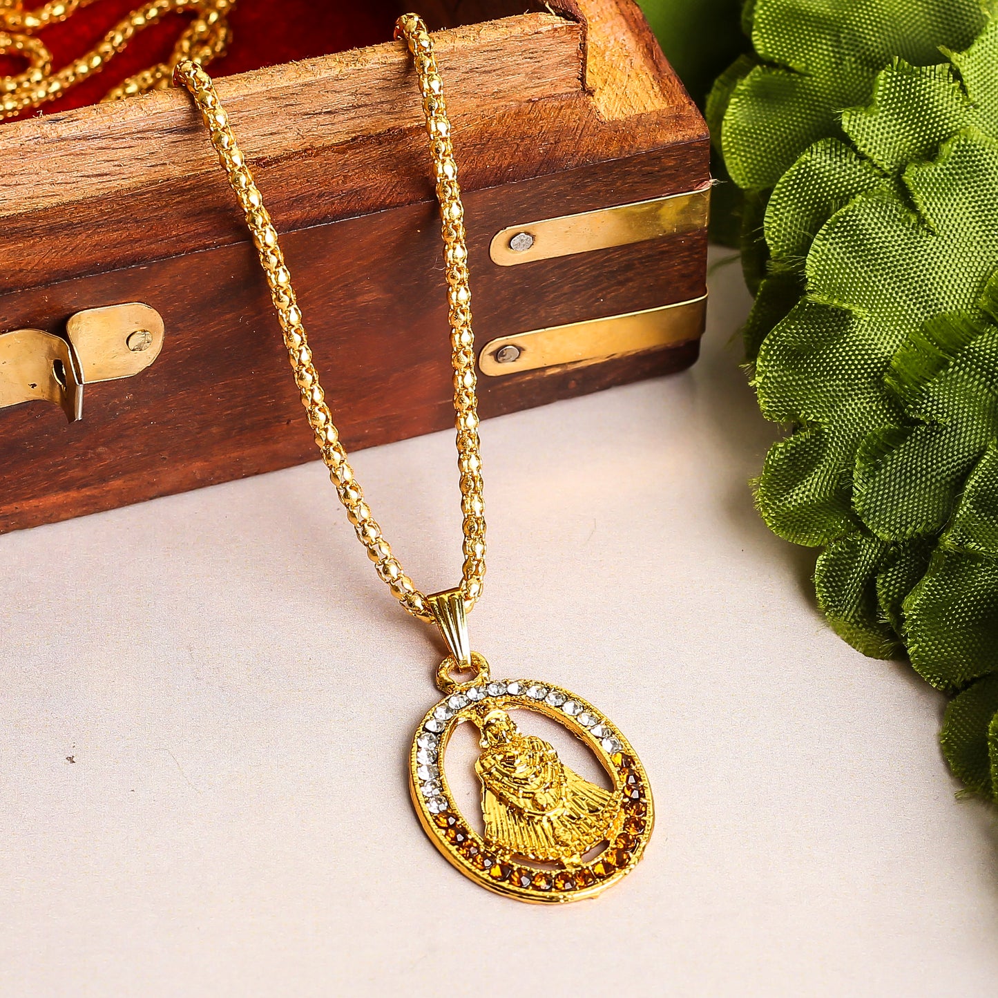 Khatu Shyam ji SilverGolden Locket and Chain set