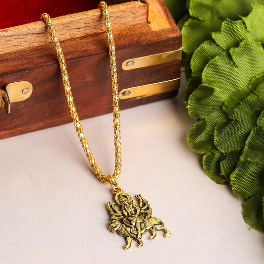 Sherawali Mata Gold plated Locket and Chain set
